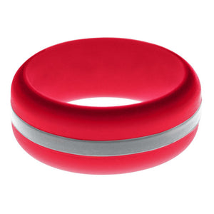 Mens Red Silicone Ring with Silver Changeable Color Band