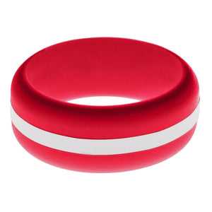 Mens Red Silicone Ring with White Changeable Color Band