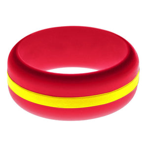 Mens Red Silicone Ring with Yellow Changeable Color Band
