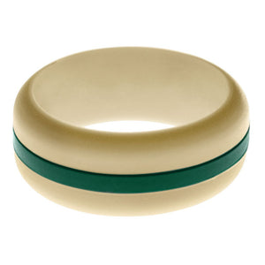 Mens Sand Silicone Ring with Dark Green Changeable Color Band