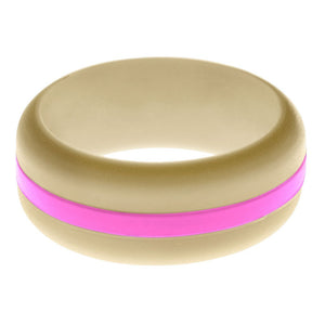 Mens Sand Silicone Ring with Hot Pink Changeable Color Band