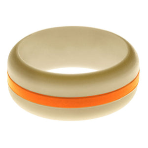 Mens Sand Silicone Ring with Orange Changeable Color Band