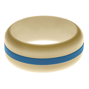 Mens Sand Silicone Ring with Steel Blue Changeable Color Band