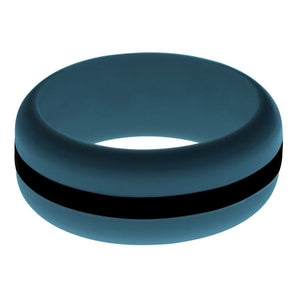 Mens Steel Blue Silicone Ring with Black Changeable Color Band