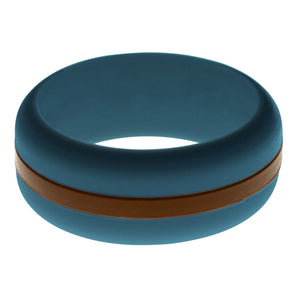 Mens Steel Blue Silicone Ring with Brown Changeable Color Band