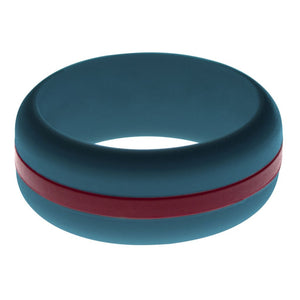 Mens Steel Blue Silicone Ring with Cardinal Red Changeable Color Band