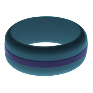 Mens Steel Blue Silicone Ring with Navy Blue Changeable Color Band