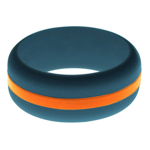 Mens Steel Blue Silicone Ring with Orange Changeable Color Band
