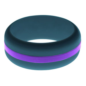 Mens Steel Blue Silicone Ring with Purple Changeable Color Band