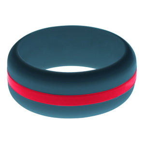 Mens Steel Blue Silicone Ring with Red Changeable Color Band