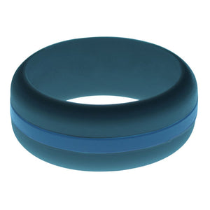 Mens Steel Blue Silicone Ring with Steel Blue Changeable Color Band
