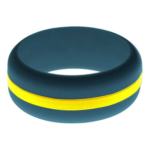 Mens Steel Blue Silicone Ring with Yellow Changeable Color Band