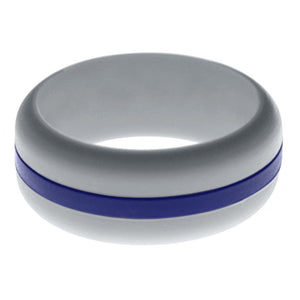 Mens Silver Silicone Ring with Blue Changeable Color Band