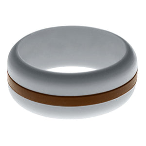 Mens Silver Silicone Ring with Brown Changeable Color Band
