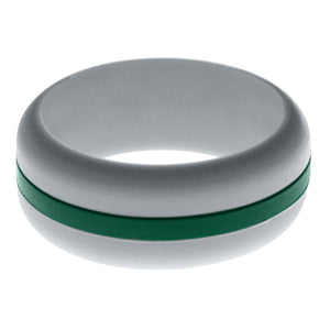Mens Silver Silicone Ring with Dark Green Changeable Color Band