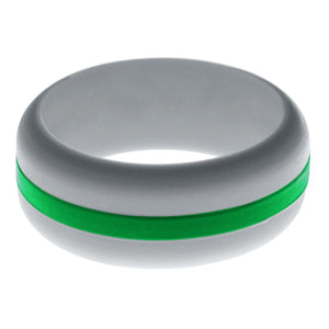 Mens Silver Silicone Ring with Green Changeable Color Band