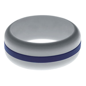 Mens Silver Silicone Ring with Navy Blue Changeable Color Band