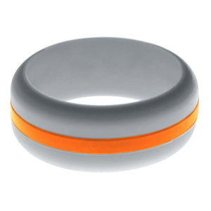 Mens Silver Silicone Ring with Orange Changeable Color Band