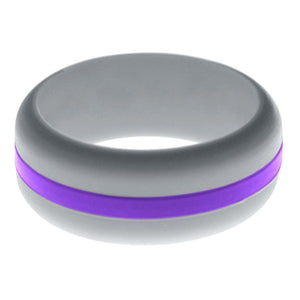 Mens Silver Silicone Ring with Purple Changeable Color Band