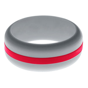 Mens Silver Silicone Ring with Red Changeable Color Band