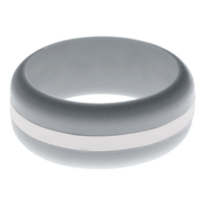 Mens Silver Silicone Ring with White Changeable Color Band