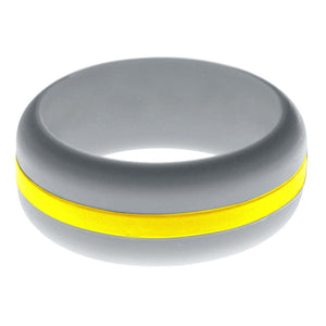 Mens Silver Silicone Ring with Yellow Changeable Color Band