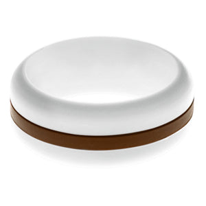 Mens White Silicone Ring with Brown Changeable Color Band
