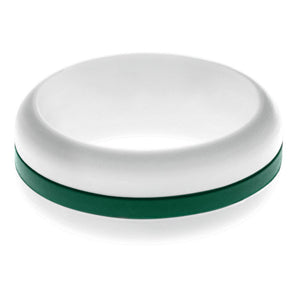 Mens White Silicone Ring with Dark Green Changeable Color Band