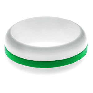 Mens White Silicone Ring with Green Changeable Color Band