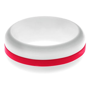 Mens White Silicone Ring with Red Changeable Color Band