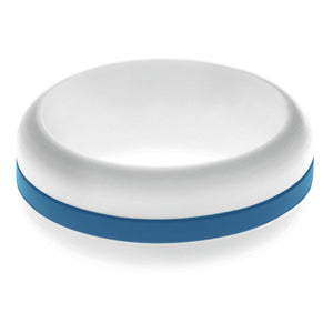 Mens White Silicone Ring with Steel Blue Changeable Color Band