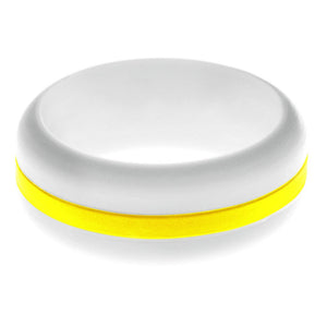 Mens White Silicone Ring with Yellow Changeable Color Band