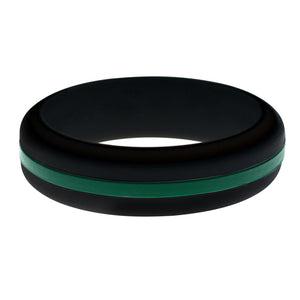 Womens Black Silicone Ring with Dark Green Changeable Color Band