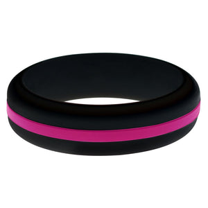 Womens Black Silicone Ring with Dark Pink Changeable Color Band