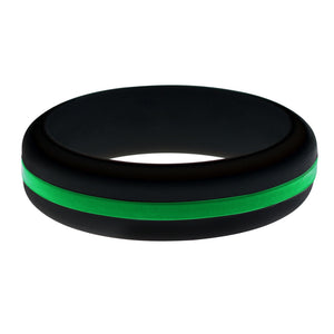 Womens Park Ranger and Border Patrol Black Silicone Ring with Thin Green Line Changeable Color Band
