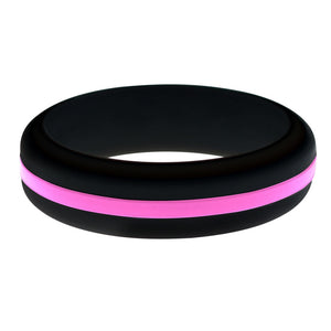 Womens Black Silicone Ring with Hot Pink Changeable Color Band