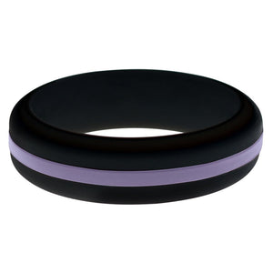 Womens Black Silicone Ring with Medium Purple Changeable Color Band