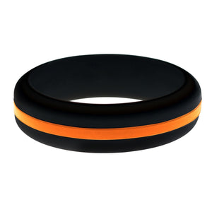 Search and Rescue EMS Womens Silicone Ring Black With Thin Orange Line Changeable Color Band
