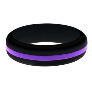 Womens Black Silicone Ring with Purple Changeable Color Band