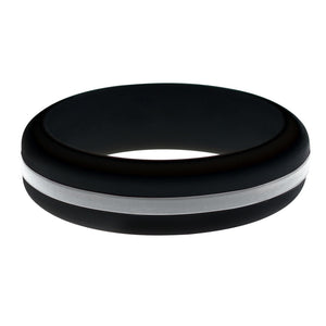 Womens Black Silicone Ring with Silver Changeable Color Band