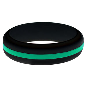 Womens Black Silicone Ring with Teal Changeable Color Band