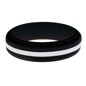 Womens Black Silicone Ring with White Changeable Color Band