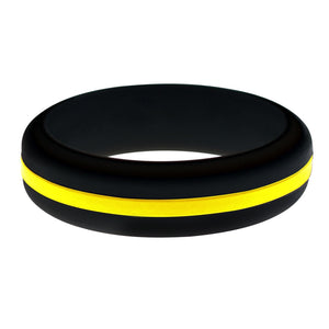 Womens Black Silicone Ring with Yellow Changeable Color Band