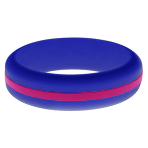 Womens Blue Silicone Ring with Dark Pink Changeable Color Band
