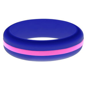 Womens Blue Silicone Ring with Hot Pink Changeable Color Band