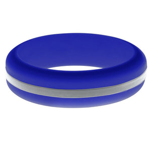 Womens Blue Silicone Ring with Silver Changeable Color Band