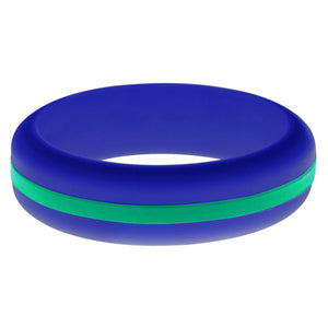 Womens Blue Silicone Ring with Teal Changeable Color Band