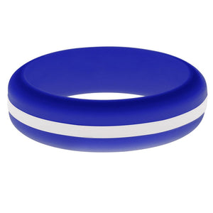 Womens Blue Silicone Ring with White Changeable Color Band