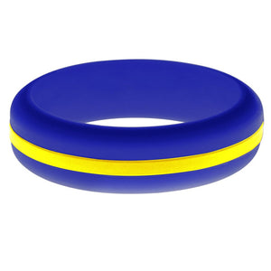 Womens Blue Silicone Ring with Yellow Changeable Color Band