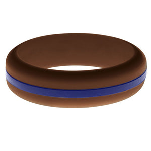 Womens Brown Silicone Ring with Blue Changeable Color Band